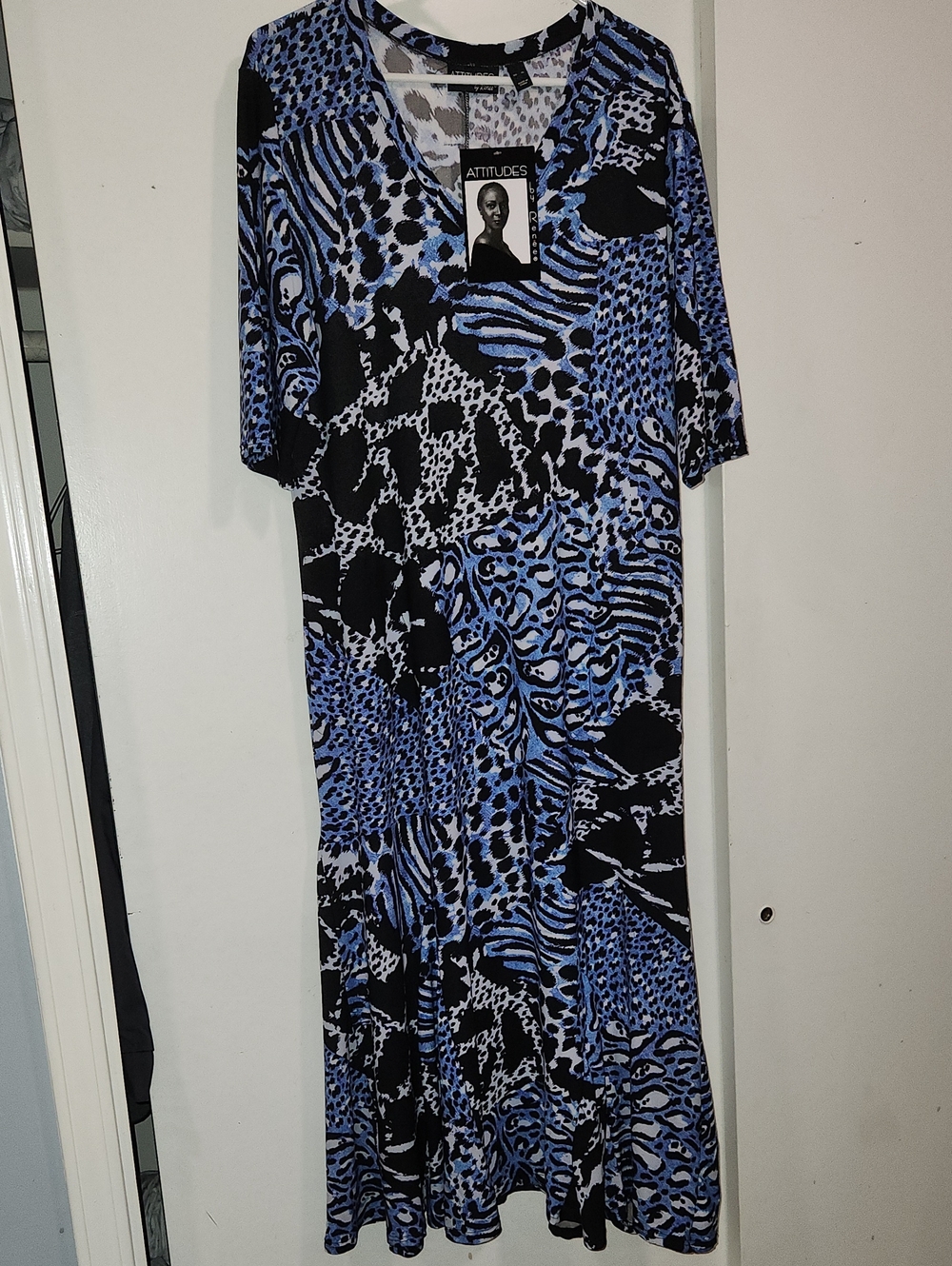 Blue & Black Animal-Print Maxi Dress